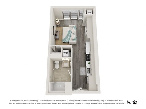 Floor plan for studio, 1 bath, 439 sqft
